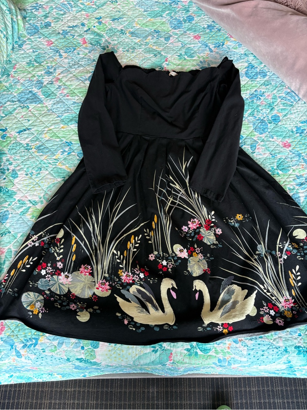 Elle Black Smocked Bodice Strapless Dress